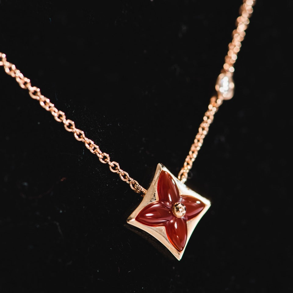 [Clover Jewelery]STAR NECKLACE PINK GOLD 1 DIAMOND
