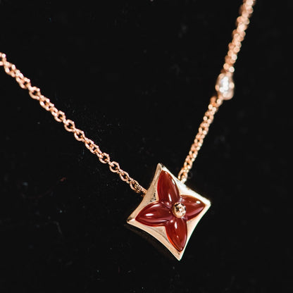 [Clover Jewelery]STAR NECKLACE PINK GOLD 1 DIAMOND