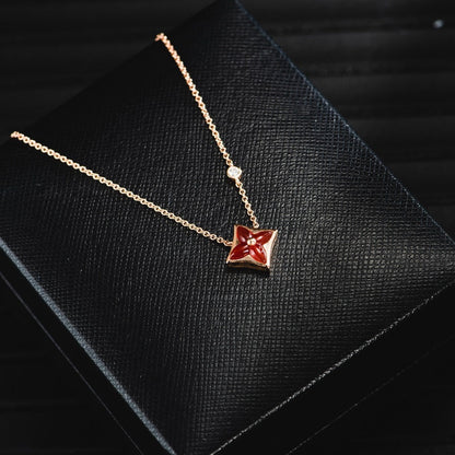 [Clover Jewelery]STAR NECKLACE PINK GOLD 1 DIAMOND