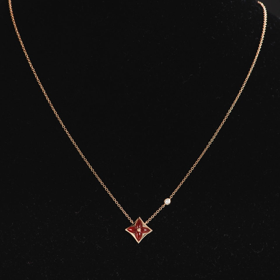 [Clover Jewelery]STAR NECKLACE PINK GOLD 1 DIAMOND