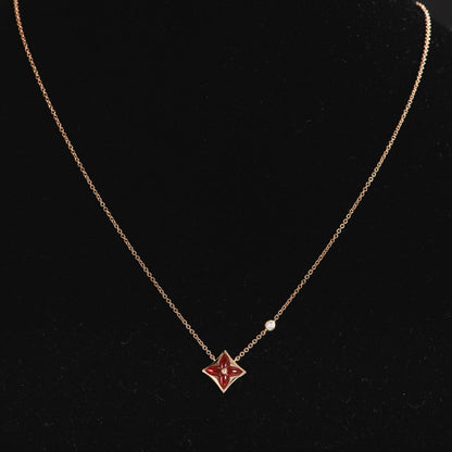 [Clover Jewelery]STAR NECKLACE PINK GOLD 1 DIAMOND
