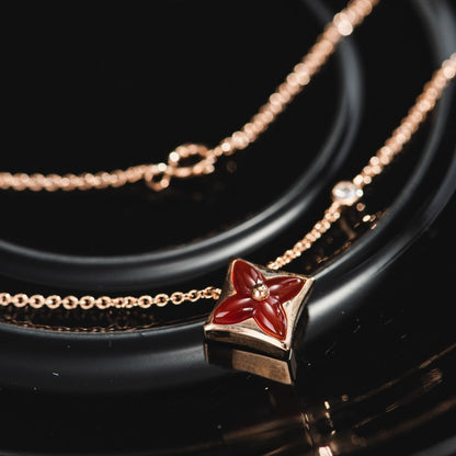 [Clover Jewelery]STAR NECKLACE PINK GOLD 1 DIAMOND