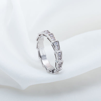 [Clover Jewelry]SERPENTI RING SILVER DIAMOND PAVED 3MM