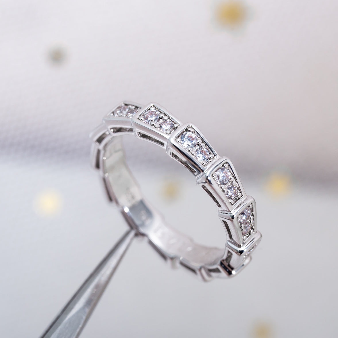 [Clover Jewelry]SERPENTI RING SILVER DIAMOND PAVED 3MM
