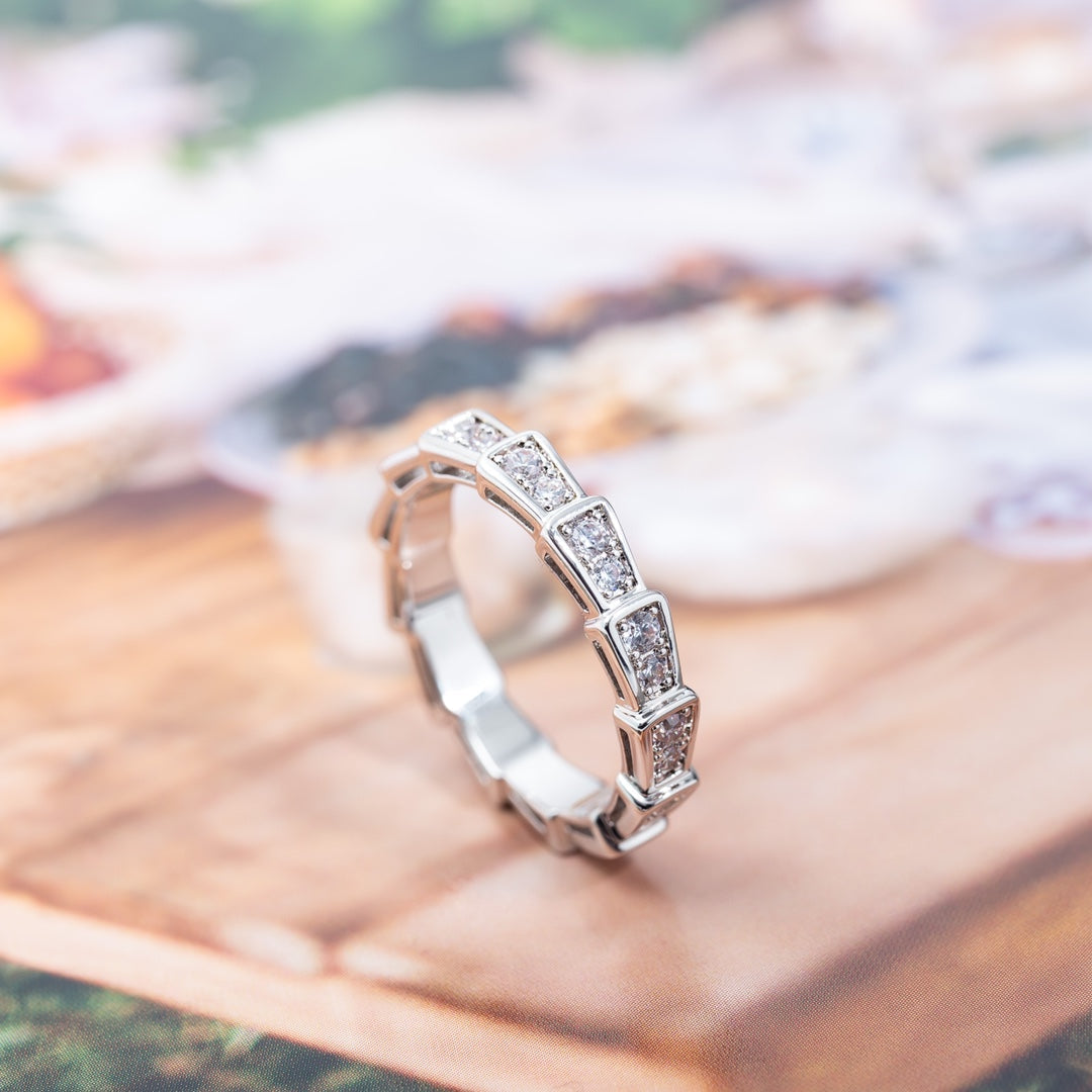 [Clover Jewelry]SERPENTI RING SILVER DIAMOND PAVED 3MM