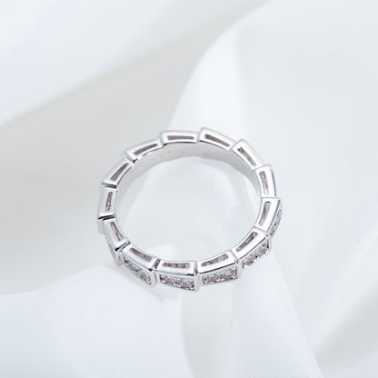 [Clover Jewelry]SERPENTI RING SILVER DIAMOND PAVED 3MM