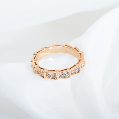 [Clover Jewelery]SERPENTI RING PINK GOLD DIAMOND PAVED 3MM