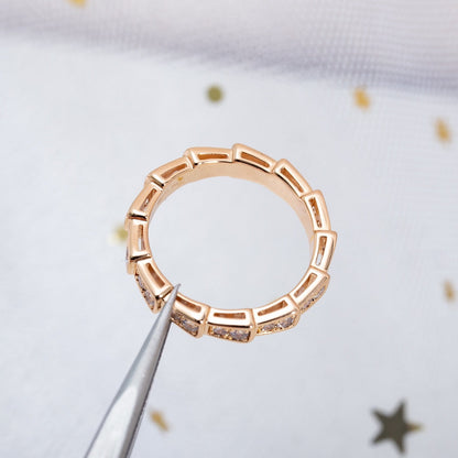 [Clover Jewelery]SERPENTI RING PINK GOLD DIAMOND PAVED 3MM
