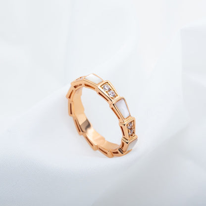 [Clover Jewelery]SERPENTI RING PINK GOLD DIAMOND MOP 3MM