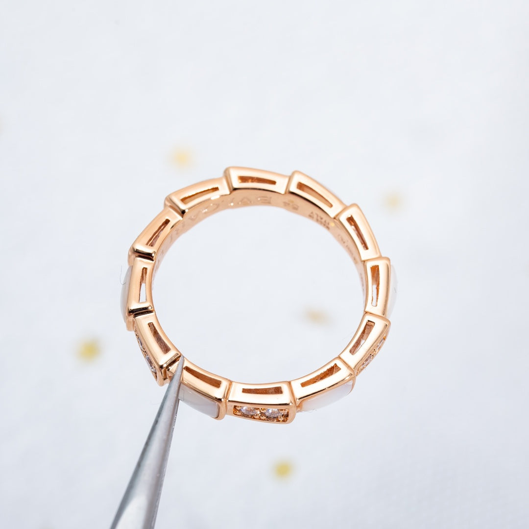 [Clover Jewelery]SERPENTI RING PINK GOLD DIAMOND MOP 3MM