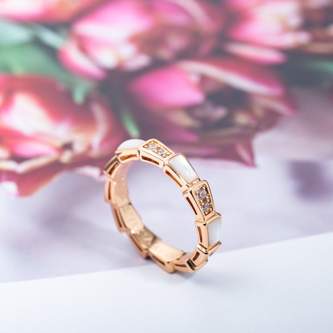 [Clover Jewelry]SERPENTI RING PINK GOLD DIAMOND MOP 3MM