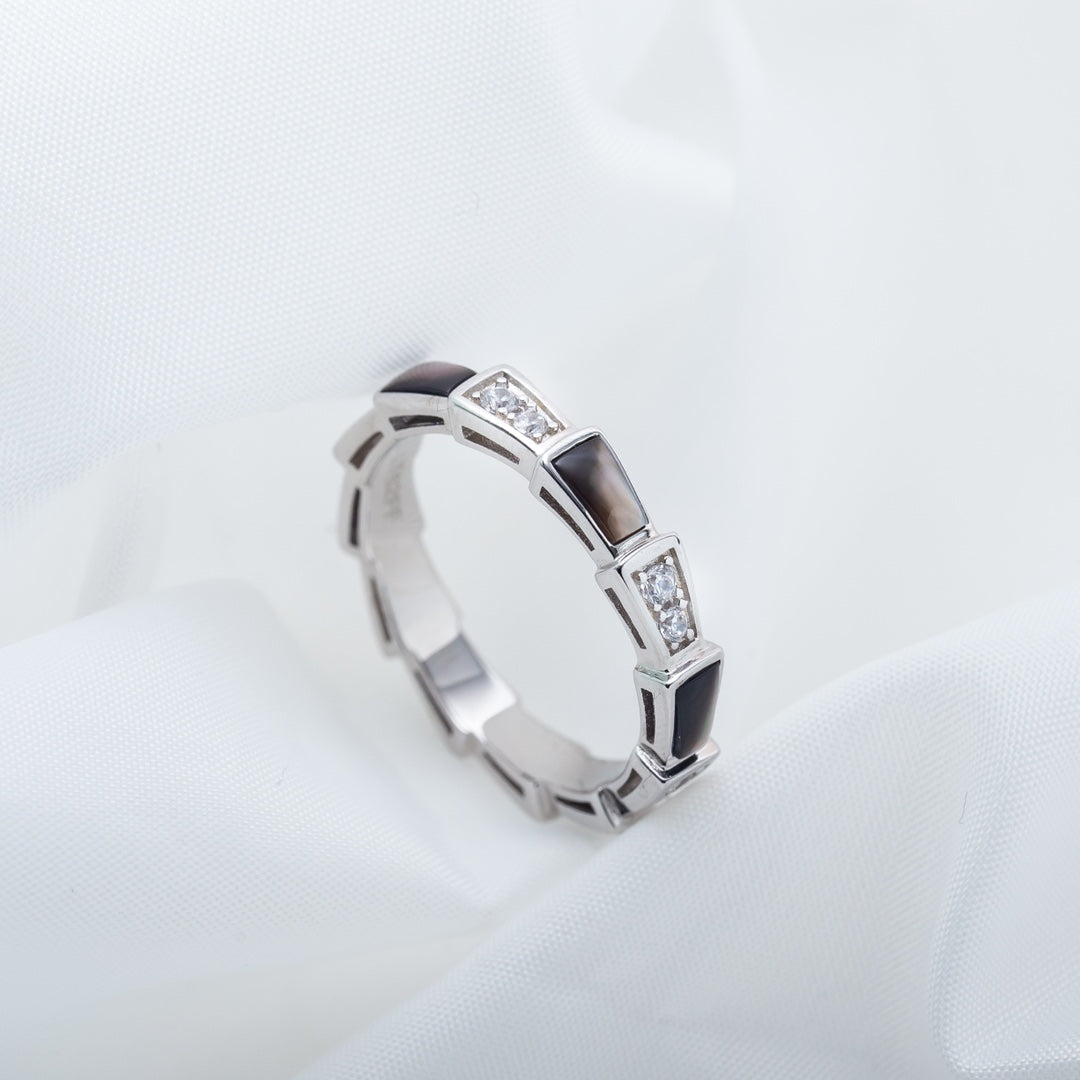 [Clover Jewelry]SERPENTI RING SILVER  DIAMOND BLACK MOP 3MM