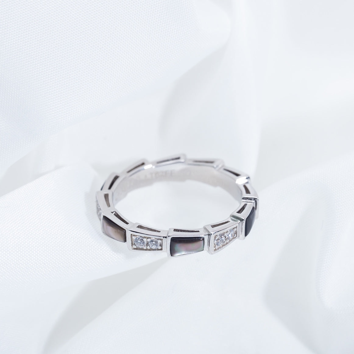 [Clover Jewelry]SERPENTI RING SILVER  DIAMOND BLACK MOP 3MM