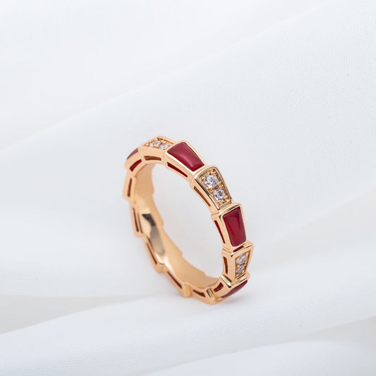 [Clover Jewelery]SERPENTI RING PINK GOLD CARNELIAN DIAMOND 3MM