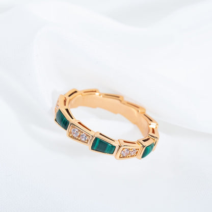 [Clover Jewelery]SERPENTI RING PINK GOLD MALACHITE DIAMOND 3MM