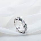 [Clover Jewelry]セルペンティ リング シルバー ダイヤモンド 黒蝶貝 4MM