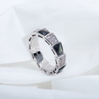 [Clover Jewelry]セルペンティ リング シルバー ダイヤモンド 黒蝶貝 4MM