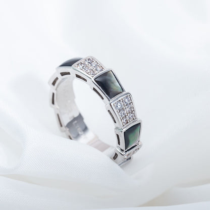[Clover Jewelery]SERPENTI RING SILVER DIAMOND BLACK MOP 4MM