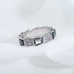 [Clover Jewelry]セルペンティ リング シルバー ダイヤモンド 黒蝶貝 4MM