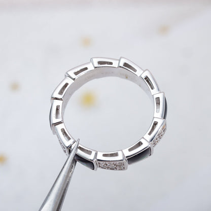 [Clover Jewelery]SERPENTI RING SILVER DIAMOND BLACK MOP 4MM