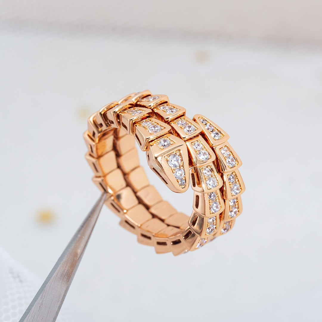 [Clover Jewellery]SERPENTI RING ROTGOLD DIAMANT DOPPELREIHIG