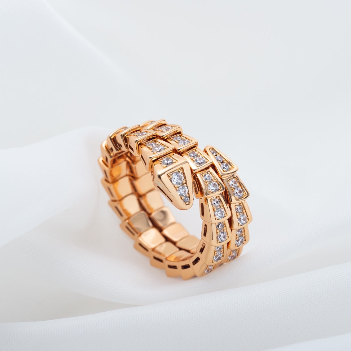 [Clover Jewellery]SERPENTI RING ROTGOLD DIAMANT DOPPELREIHIG