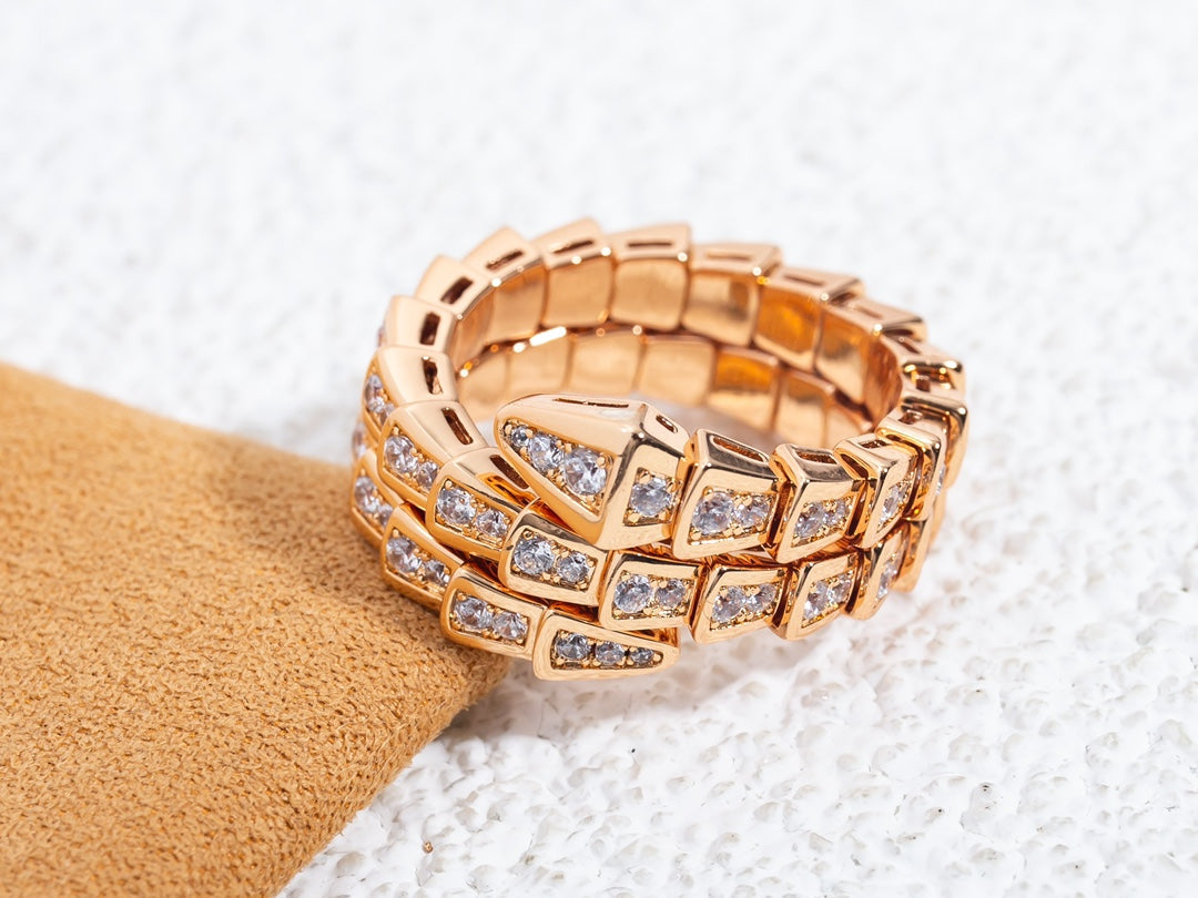 [Clover Jewellery]SERPENTI RING ROTGOLD DIAMANT DOPPELREIHIG