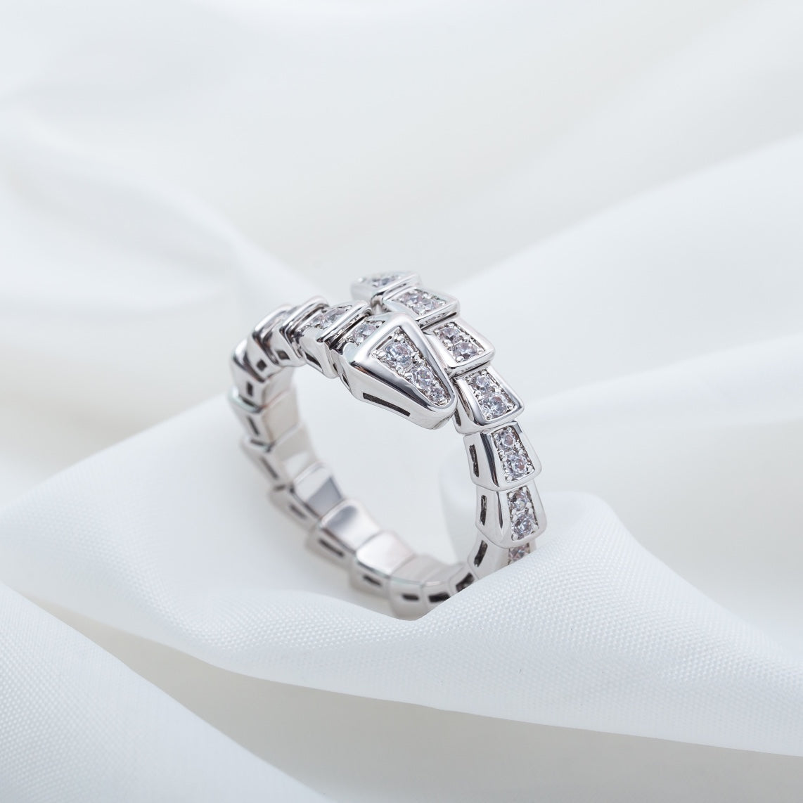 [Clover Jewelery]SERPENTI RING SILVER DIAMOND PAVED 4MM