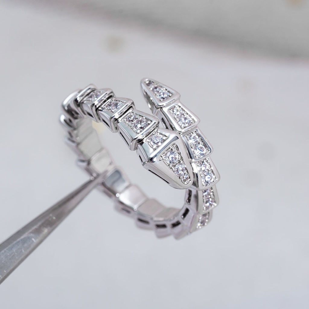 [Clover Jewelry]SERPENTI RING SILVER DIAMOND PAVED 4MM