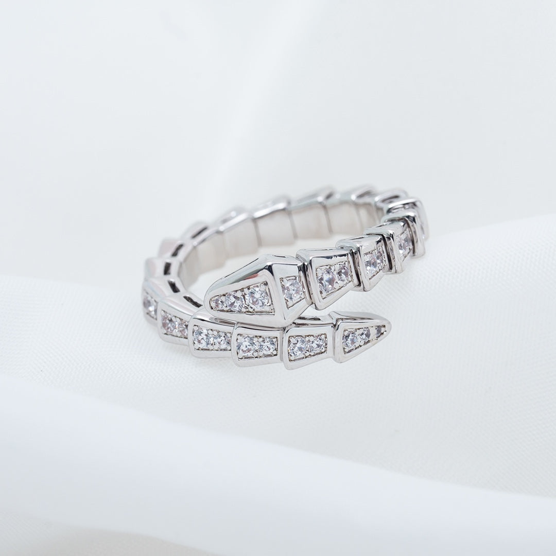 [Clover Jewelry]SERPENTI RING SILVER DIAMOND PAVED 4MM