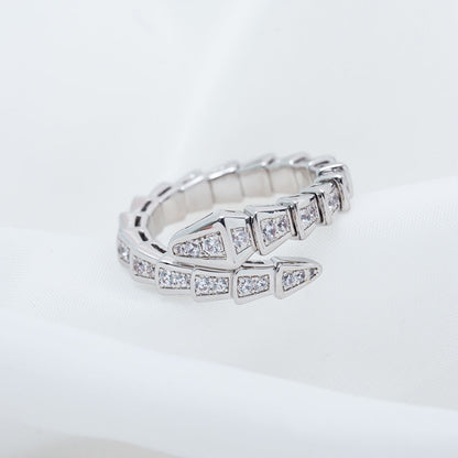 [Clover Jewelery]SERPENTI RING SILVER DIAMOND PAVED 4MM