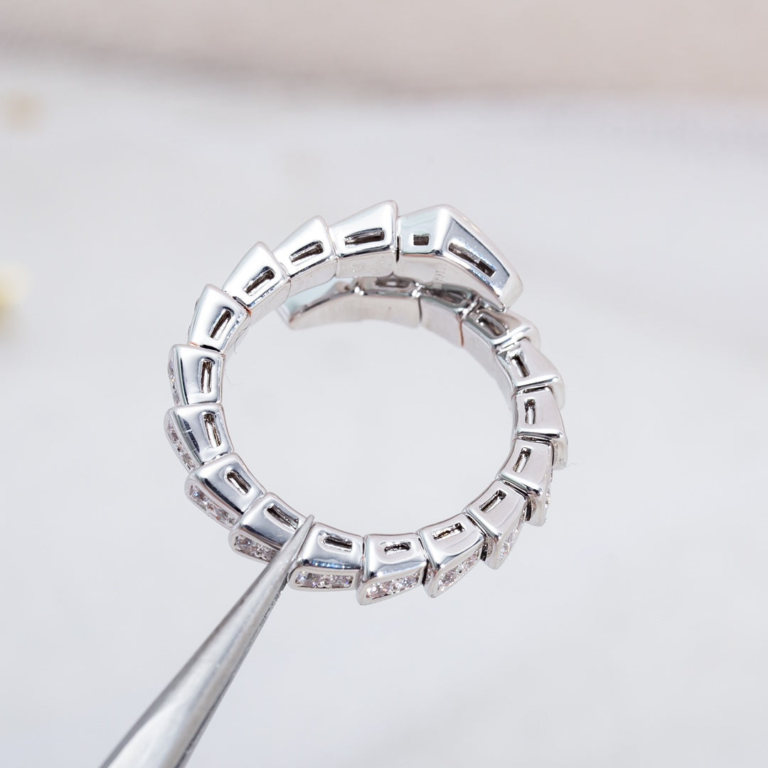 [Clover Jewelry]SERPENTI RING SILVER DIAMOND PAVED 4MM