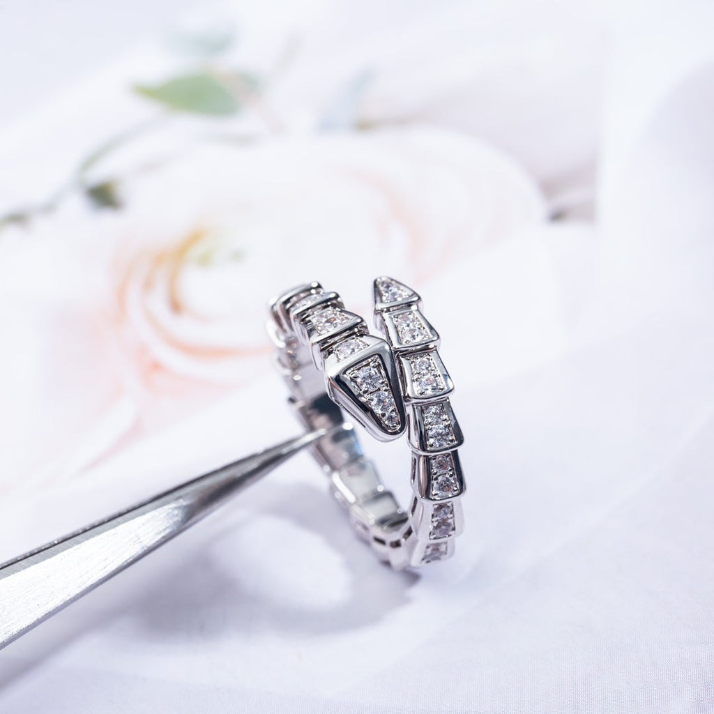 [Clover Jewelry]SERPENTI RING SILVER DIAMOND PAVED 4MM