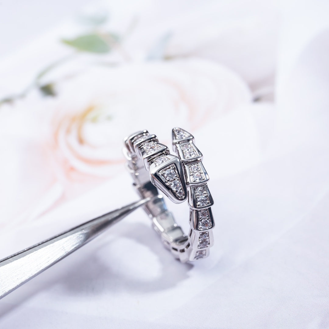 [Clover Jewelry]SERPENTI RING SILVER DIAMOND PAVED 4MM