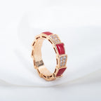 [Clover Jewelry]SERPENTI RING PINK GOLD CARNELIAN DIAMOND PAVED 4MM