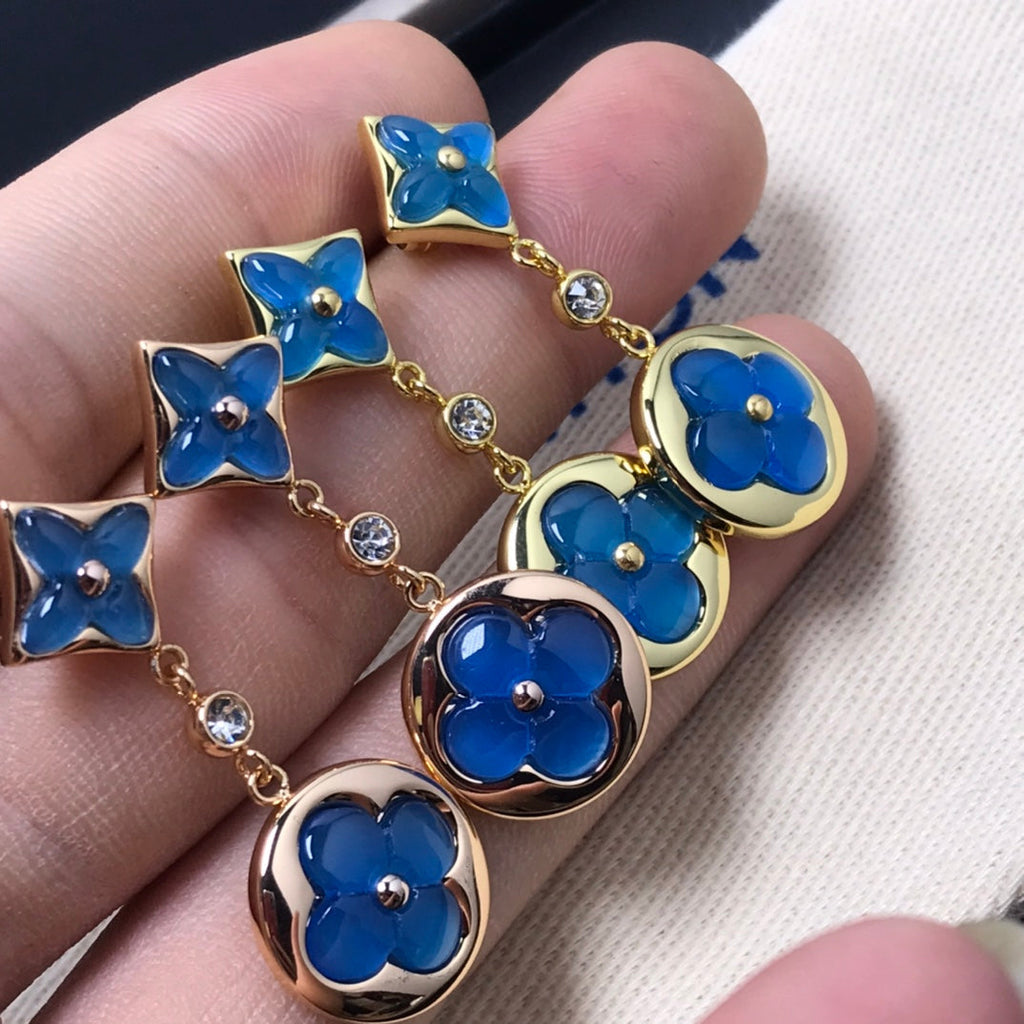 [Clover Jewelry]STAR AND SUN AGATE DIAMOND EARRINGS