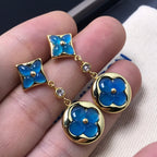 [Clover Jewelry]STAR AND SUN AGATE DIAMOND EARRINGS
