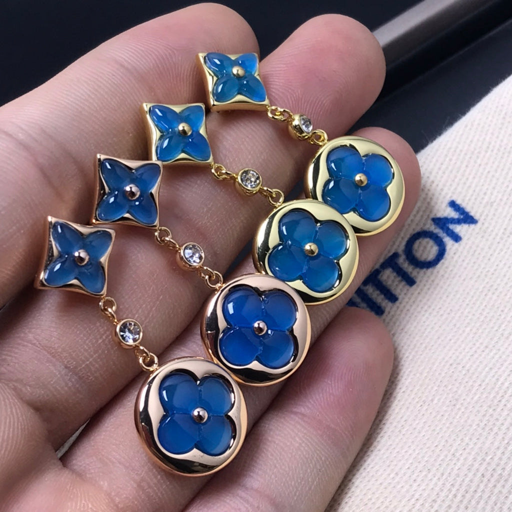 [Clover Jewelry]STAR AND SUN AGATE DIAMOND EARRINGS