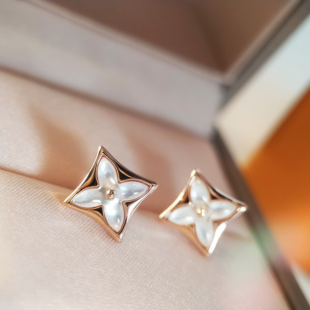 [Clover Jewelery]STAR MOP PINK GOLD EARRINGS