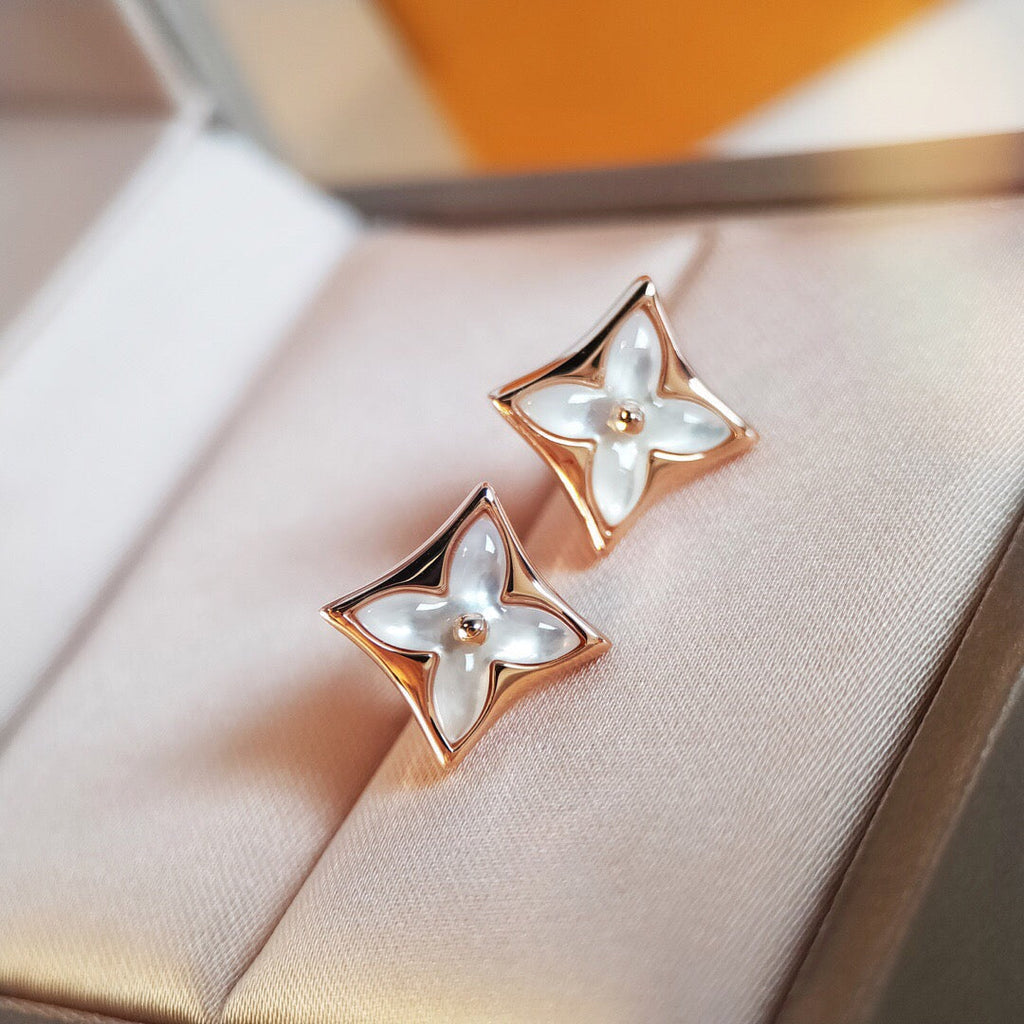 [Clover Jewelry]STAR MOP ピンクゴールドピアス