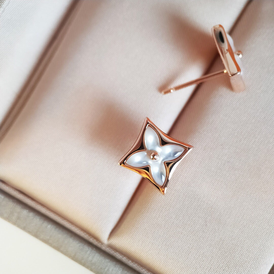 [Clover Jewelry]STAR MOP ピンクゴールドピアス