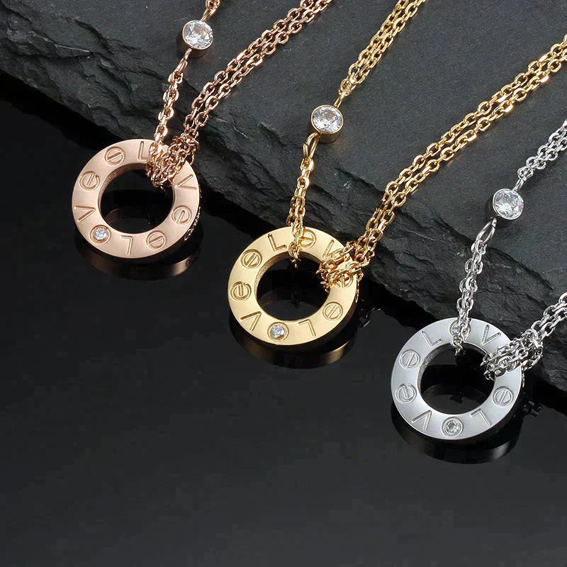 [Clover Jewelery]LOVE NECKLACE 16MM 2 DIAMONDS