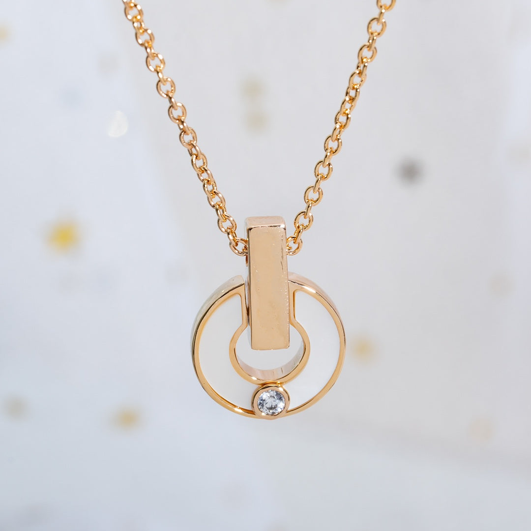 [Clover Jewelery]GARI NECKLACE PINK GOLD MOP