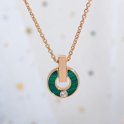 [Clover Jewelery]GARI NECKLACE PINK GOLD MALACHITE