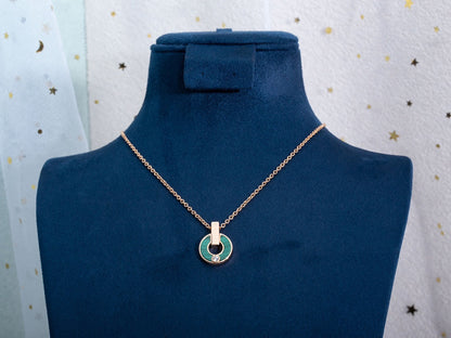 [Clover Jewelery]GARI NECKLACE PINK GOLD MALACHITE