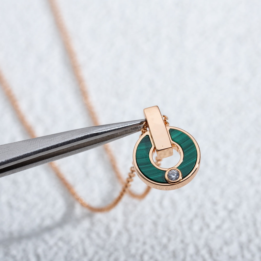 [Clover Jewelery]GARI NECKLACE PINK GOLD MALACHITE