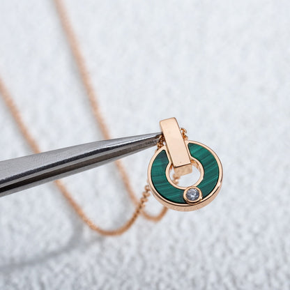 [Clover Jewelery]GARI NECKLACE PINK GOLD MALACHITE