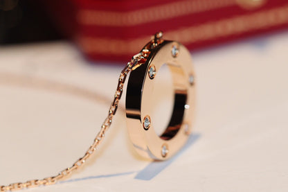 [Clover Jewelery]LOVE NECKLACE 16MM 6 DIAMONDS PINK GOLD