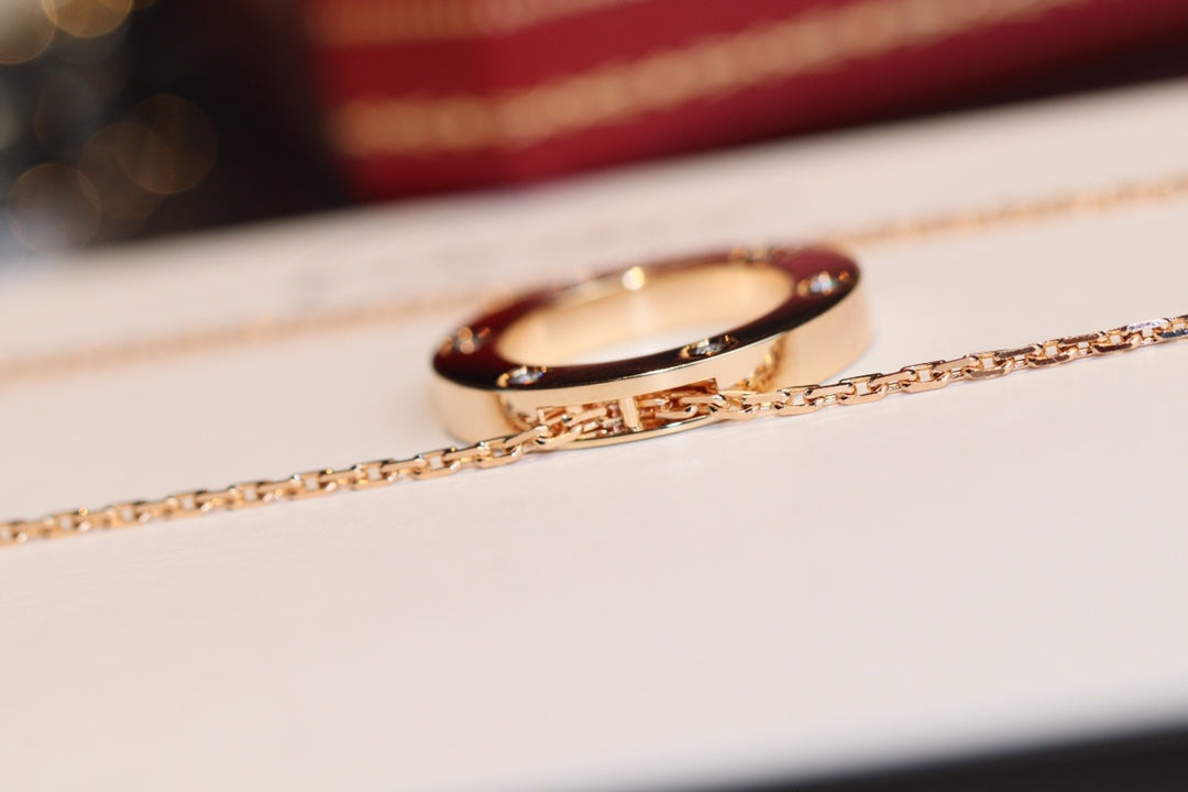 [Clover Jewelery]LOVE NECKLACE 16MM 6 DIAMONDS PINK GOLD