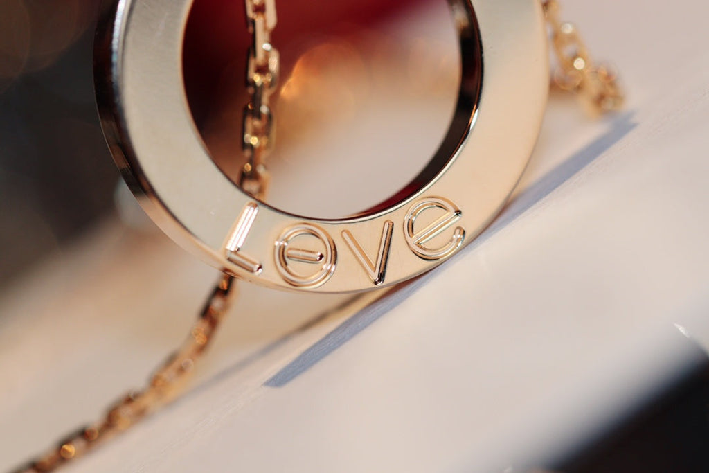 [Clover Jewelry]LOVE NECKLACE 16MM 6 DIAMONDS PINK GOLD